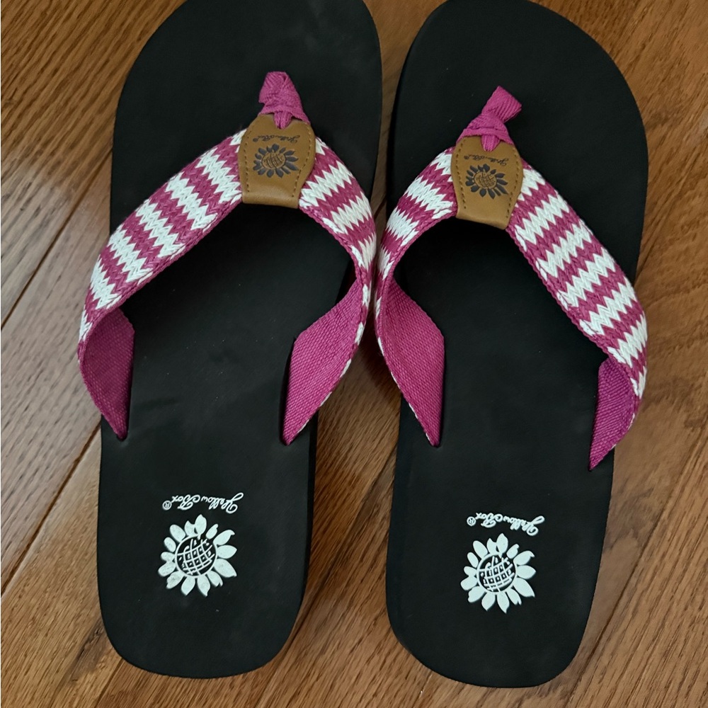 Pink and Black Flip Flops